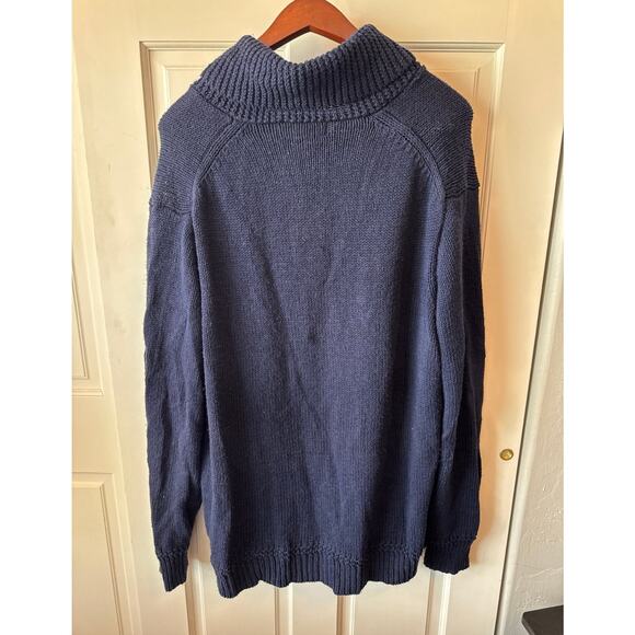 VTG Polo Ralph Lauren American Flag Cowlneck Navy Blue sweater XLT - Picture 4 of 4